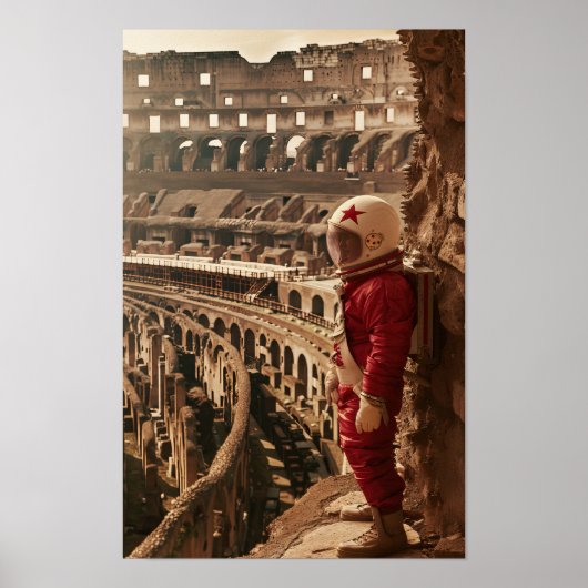 Sovjet-Vrouw Astronaut landt in de kosmos Po Poster (Voorkant)