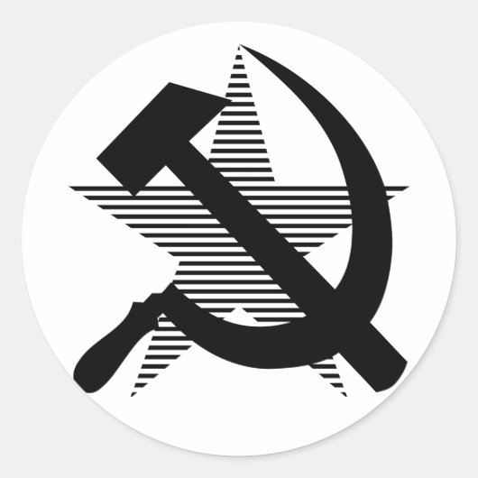 Sovjet-Zwarte Hammer & Sickle Ronde Sticker (Voorkant)