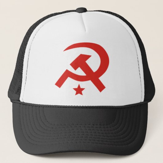 Sovjethamer en sikkelvormig ontwerp trucker pet (Voorkant)