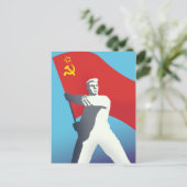 Sovjetunie arbeider vintage kunstprint. briefkaart (Staand voorkant)