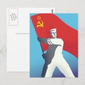 Sovjetunie arbeider vintage kunstprint. briefkaart (Voorkant / Achterkant)