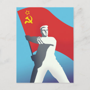 Sovjetunie arbeider vintage kunstprint. briefkaart