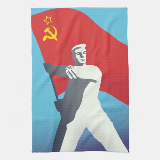 Sovjetunie arbeider vintage kunstprint. theedoek (Verticaal)