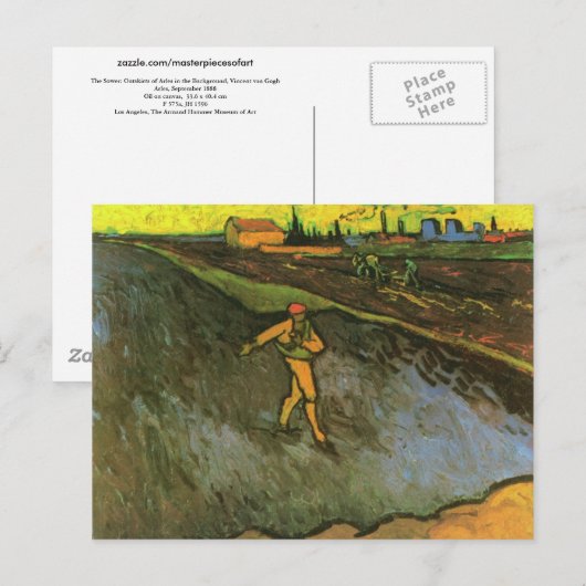 Sower, Arles in Background(F575a)Van Gogh Fine Art Briefkaart (Voorkant / Achterkant)