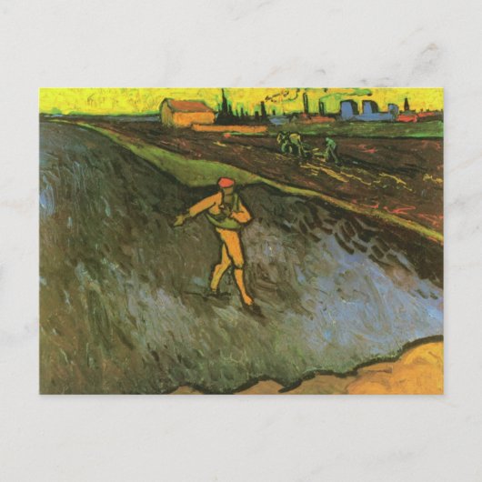 Sower, Arles in Background(F575a)Van Gogh Fine Art Briefkaart (Voorkant)