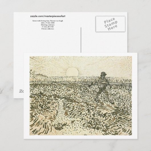 Sower met gestelde zon, Van Gogh Fine Art Briefkaart (Voorkant / Achterkant)