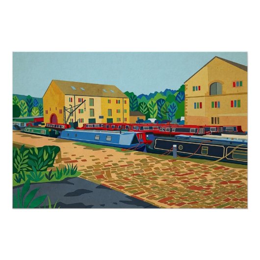 Sowerby Bridge Kanaalbekken Kunst Perfect Poster (Voorkant)