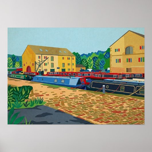 Sowerby Bridge Kanaalbekken Kunst Poster (Voorkant)