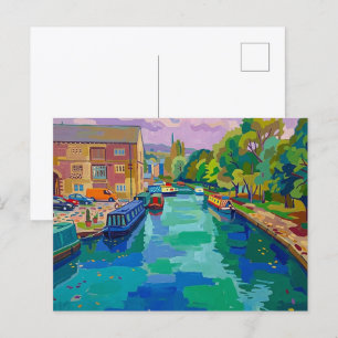 Sowerby Bridge Kanaalbekken Schilderij in Fauvisti Briefkaart