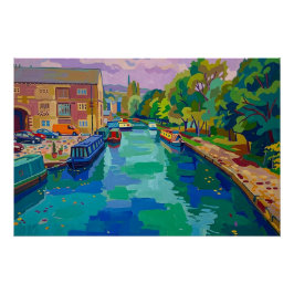 Sowerby Bridge Kanaalbekken Schilderij in Fauvisti Perfect Poster