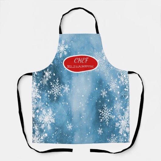 Sowflakes Blue Holiday Schort (Voorkant)