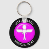 Soy Allergy Medical Alert Roze Sleutelhanger (Voorkant)