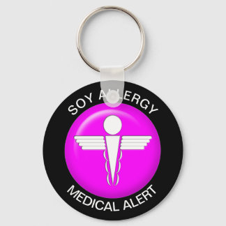 Soy Allergy Medical Alert Roze Sleutelhanger