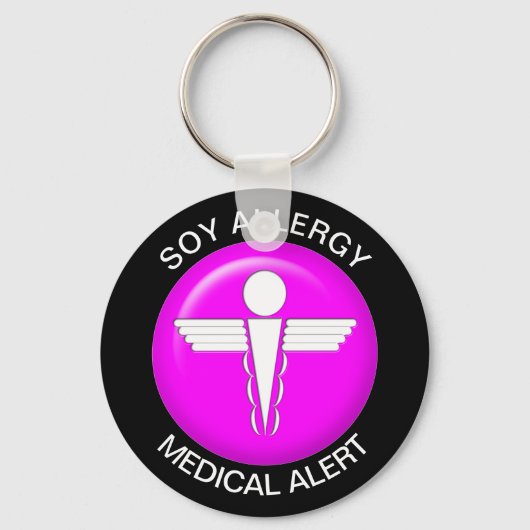 Soy Allergy Medical Alert Roze Sleutelhanger (Voorkant)