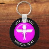 Soy Allergy Medical Alert Roze Sleutelhanger (Voorkant)