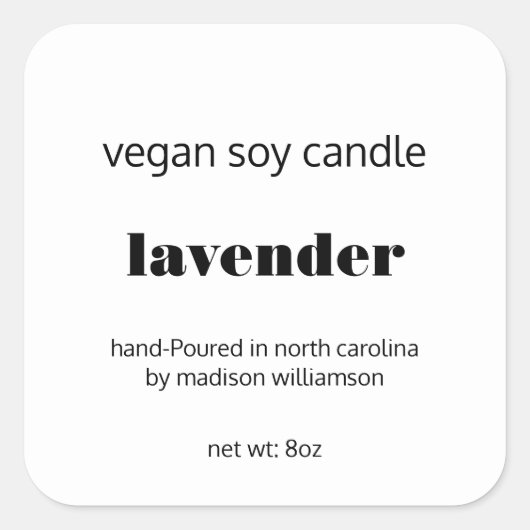 Soy Candle | Eenvoudig zwart-wit, aangepast 3 inch Vierkante Sticker (Voorkant)