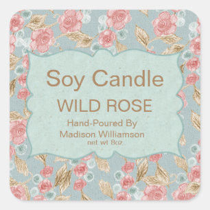 Soy Candle    Floral — Aangepast Vierkante Sticker