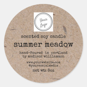 Soy Candle   Kraftpapier  Voeg uw Logo toe Ronde Sticker