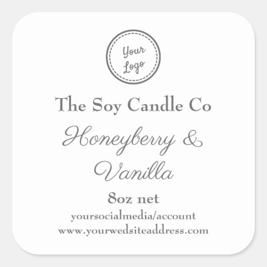 Soy Candle Personalized Voeg je Logo toe Vierkante Sticker (Voorkant)