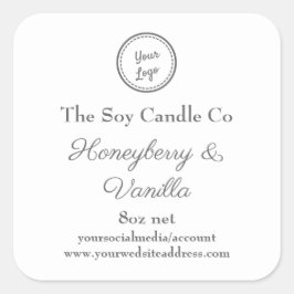 Soy Candle Personalized Voeg je Logo toe Vierkante Sticker