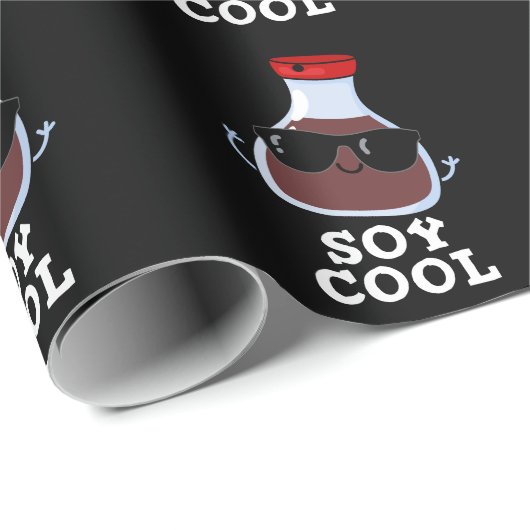 Soy Cool Funny Soy Sauce Pun Dark BG Cadeaupapier (Rol Hoek)