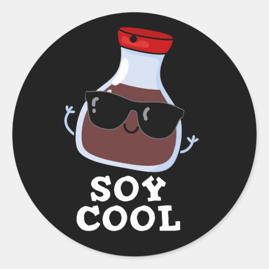 Soy Cool Funny Soy Sauce Pun Dark BG Ronde Sticker (Voorkant)