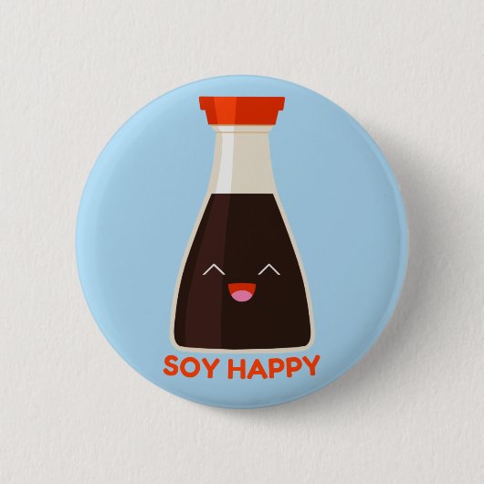Soy Happy Cute Soy Sauce Foodie Ronde Button 5,7 Cm (Voorkant)