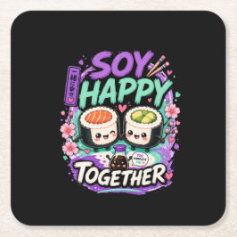 Soy Happy Together – Schattig Kawaii Sushi Koppel Kartonnen Onderzetters