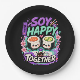Soy Happy Together – Schattig Kawaii Sushi Koppel Papieren Bordje