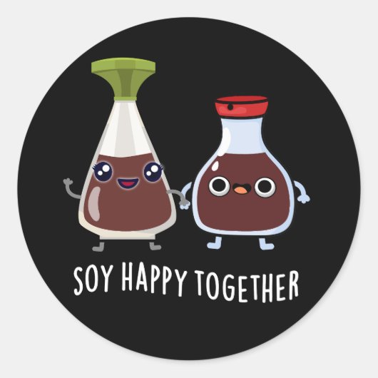 Soy Happy Together Soy Sauce Pun Dark BG Ronde Sticker (Voorkant)