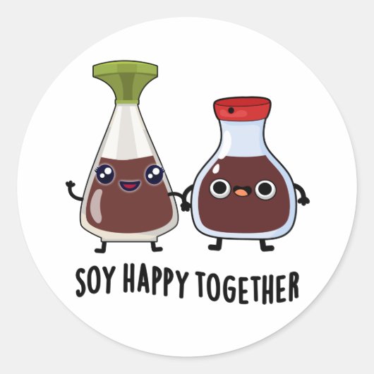 Soy Happy Together Soy Sauce Pun Ronde Sticker (Voorkant)