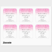 Soy Kaars Persoonlijk Roze Glitters 7,5 cm Vierkante Sticker (Vel)
