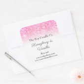 Soy Kaars Persoonlijk Roze Glitters 7,5 cm Vierkante Sticker (Envelop)