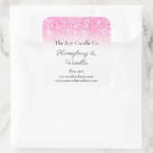 Soy Kaars Persoonlijk Roze Glitters 7,5 cm Vierkante Sticker (Tas)