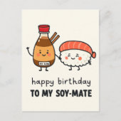 Soy-Mate Birthday Card – Cute Sushi & Soy Sauce  Briefkaart (Voorkant)