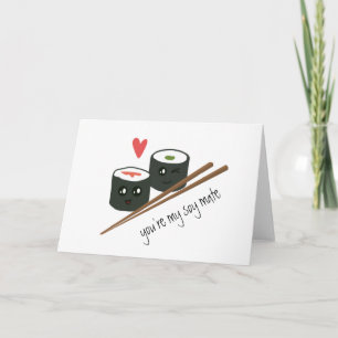 Soy Mate Couple Kawaii Sushi Love Heart Kaart