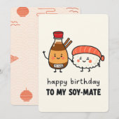 Soy-Mate verjaardagskaart – Cute Sushi & Sojasaus Kaart (Voorkant / Achterkant)