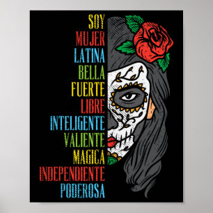 Soy Mujer Latina Suiker Schedel Vrouwen Cinco De M Poster