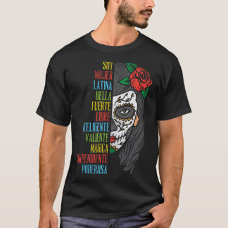 Soy Mujer Latina Suiker Schedel Vrouwen Cinco De M T-shirt