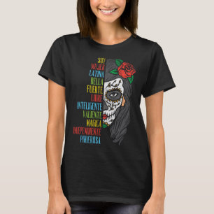 Soy Mujer Latina Suiker Schedel Vrouwen Cinco De M T-shirt