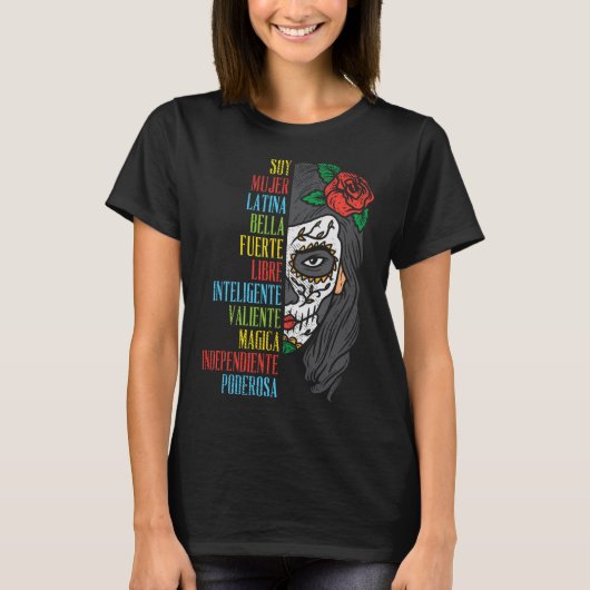 Soy Mujer Latina Suiker Schedel Vrouwen Cinco De M T-shirt (Voorkant)