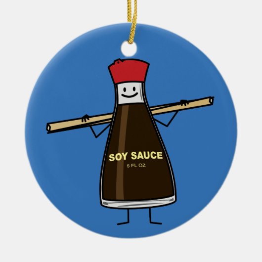 Soy Sauce Bottle kruis Aziatische stokjes Keramisch Ornament (Voorkant)