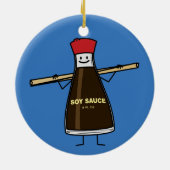 Soy Sauce Bottle kruis Aziatische stokjes Keramisch Ornament (Achterkant)