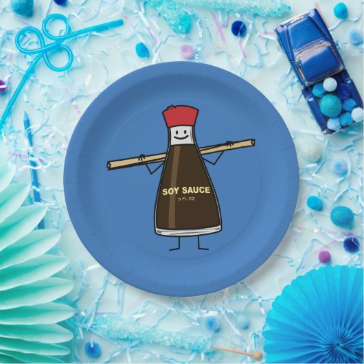 Soy Sauce Bottle kruis Aziatische stokjes Papieren Bordje