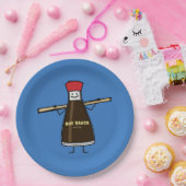 Soy Sauce Bottle kruis Aziatische stokjes Papieren Bordje (Feest)