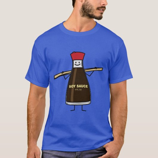 Soy Sauce Bottle kruis Aziatische stokjes T-shirt (Voorkant)