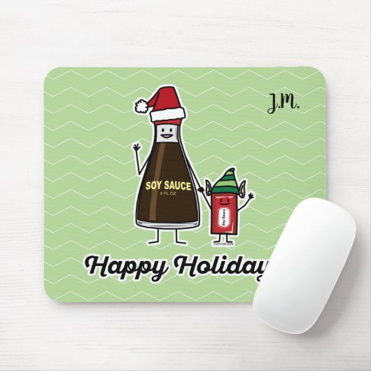 Soy Sauce Bottle Packet kind Kerstman Muismat (Met muis)