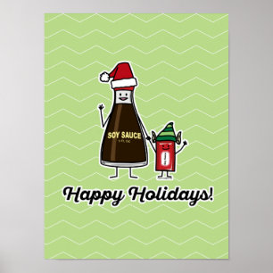 Soy Sauce Bottle Packet kind, kerstman Poster