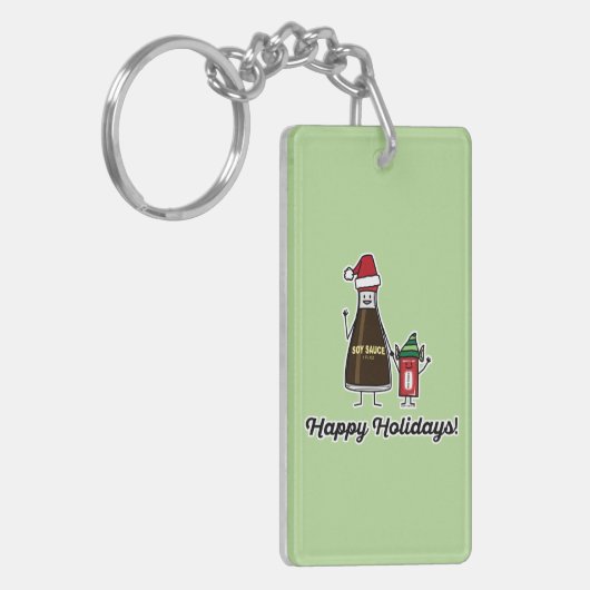 Soy Sauce Bottle Packet kind Kerstman Sleutelhanger (Voorkant Links)