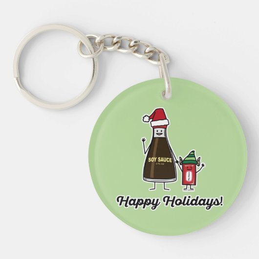 Soy Sauce Bottle Packet kind Kerstman Sleutelhanger (Voorkant)